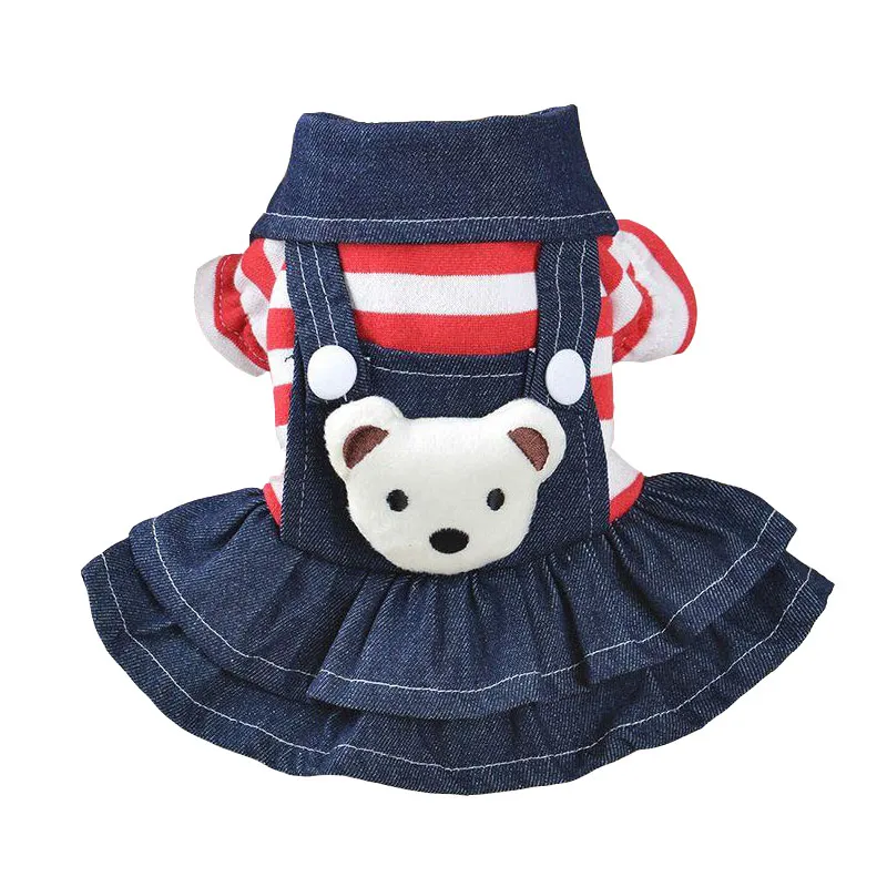 Dog Apparel Striped overalls Cute Pets Clothes For Dogs Little Puppies Small Animals Breeds Summer Wedding Princess Cats Dresses