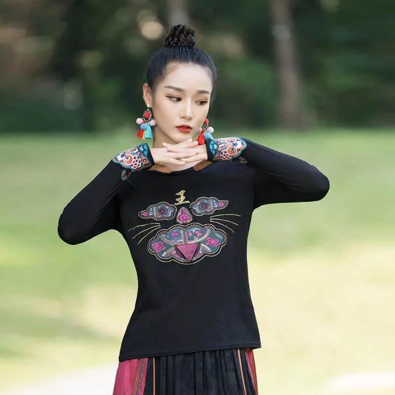 Abbigliamento etnico cinese nazionale hanfu blusa tradizionale tradizionale Cheongsam top retrò ricamo di fiori retrò camicie tangamer