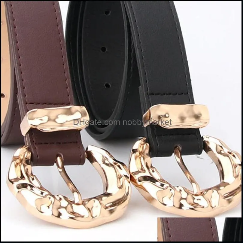 Belts High Quality Black Pink Wild Trouser Waist Strap Belt Gold Square Pin Metal Buckle For Women Jeans Cintos De Mujer