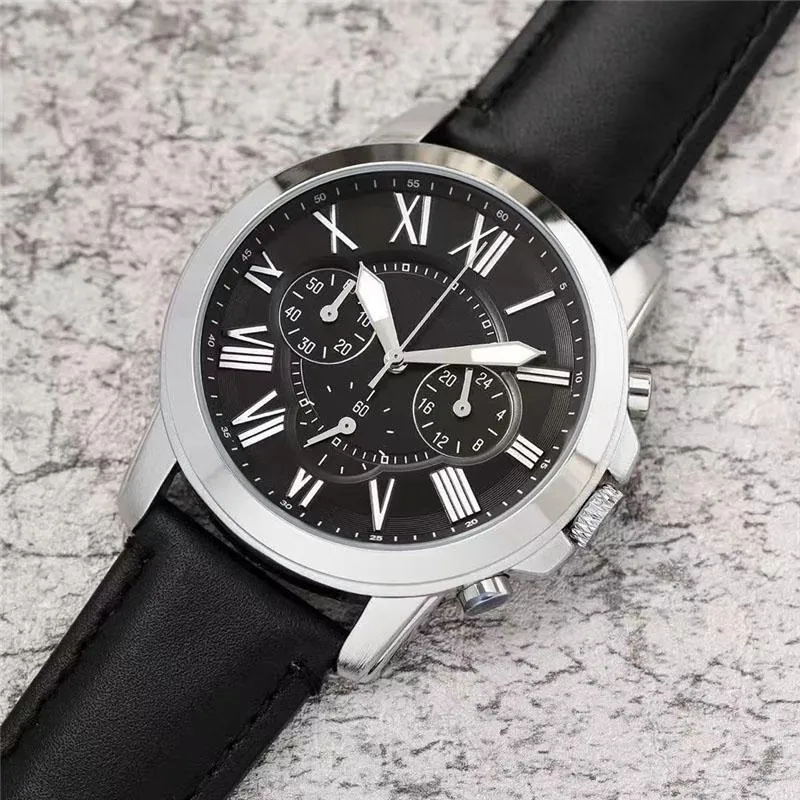 Mode Simple marque montre hommes style multifonction bracelet en cuir montres à quartz petits cadrans montres pour hommes