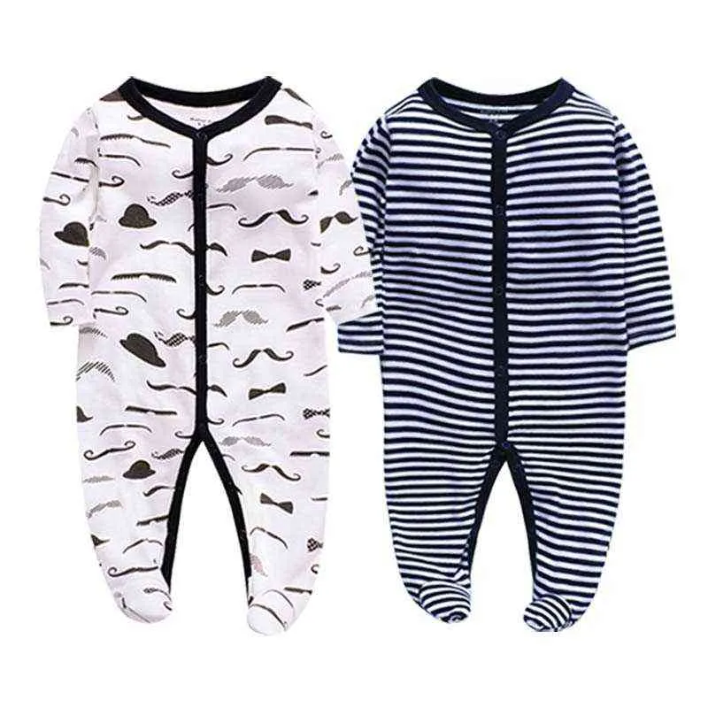 Newborn Baby Boys Girls Sleepers Pajamas Babies Jumpsuits 2Pcs/lot Infant Long Sleeve 0 3 6 9 12 Months Clothes G220510