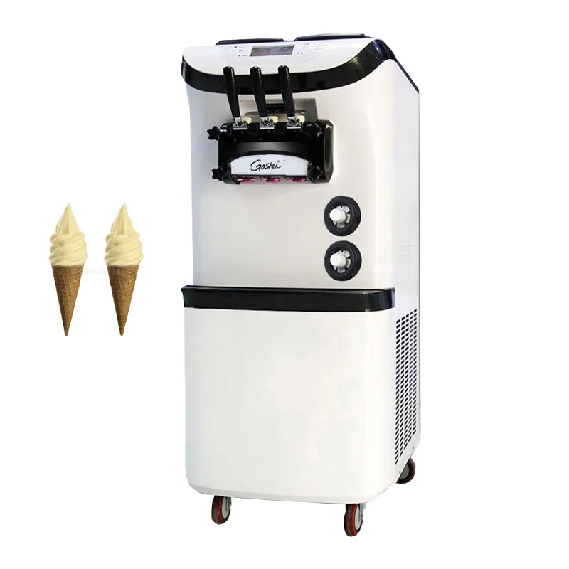 Commercial Soft Ice Cream Machine 3 Flavors Dessert Shop Yogurt Glass Maker 3300W