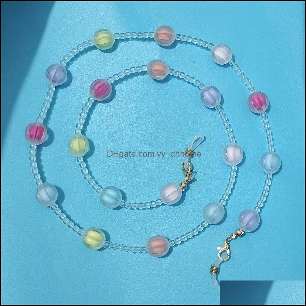 Glasögonkedjor Eyewear Accessories Fashion 2021 Candy Color Beads Crystal Anti-Slip Reading Chain Holder Solglasögon Accessary Drop Deli