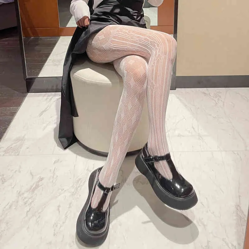 레이스 타이츠 뜨거운 섹시 여자 로즈 프린트 타이츠 디자인 블랙 흰색 속이 우선 어 제치 패션 패션 로리타 고스 스타킹 팬티 스타킹 T220808