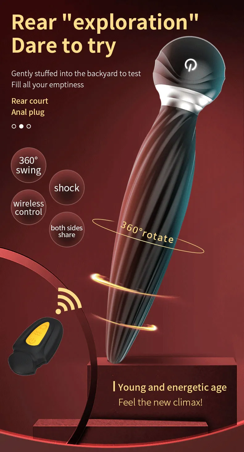 Massaggiatore per la prostata a 360 gradi, vibratore rotante, vibratore maschile, plug anale, giocattoli sessuali per uomini e donne, stimolatore per adulti_voghion.com