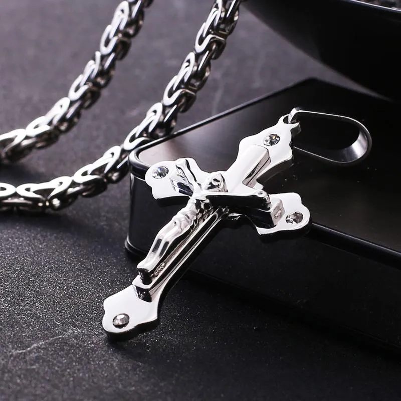 Hanger kettingen s niet-betaalde titanium materiaal zilveren religieuze Christus Jezus Cross ketting