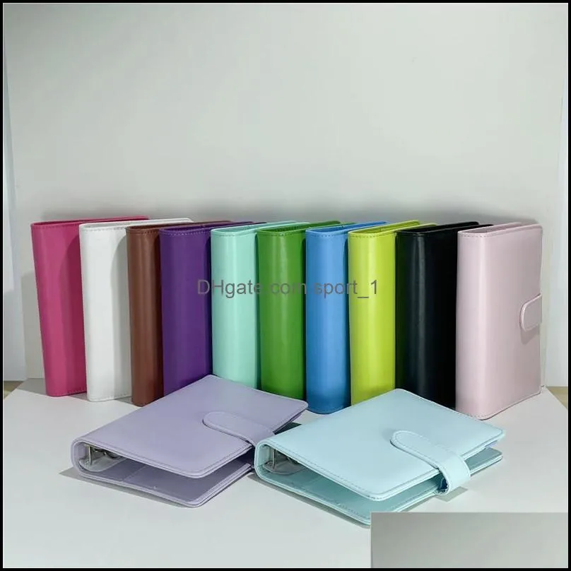 Wholesale A6 Notebook Binder 6 Rings Spiral Business Office Planner Agenda Budget Binders Macaron Color PU Leather Cover((Binder