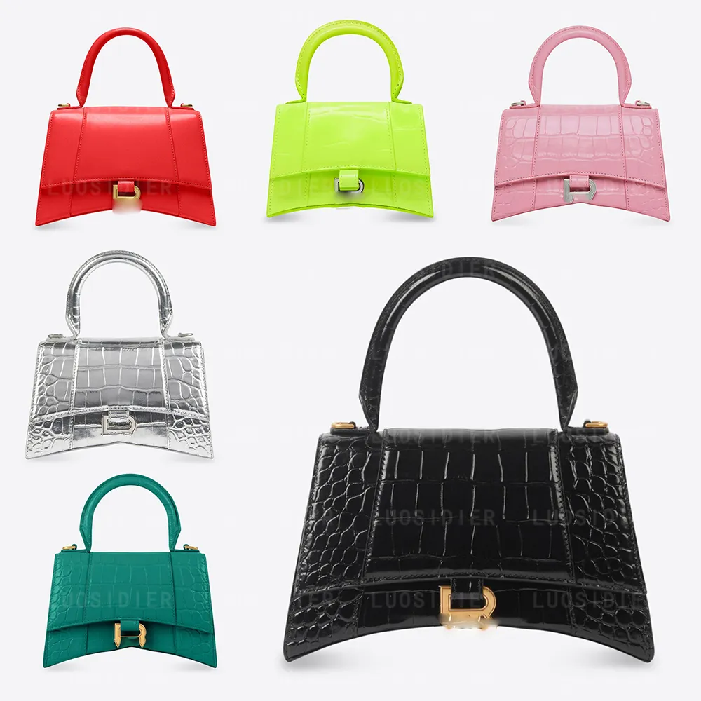 Sanduhr-Handtaschen, Krokodilprägung, Sanduhr-Tasche, Schwarz-Rosa-Geldbörse, Mini-Geldbörse, kleine Umhängetasche, Sanduhr-Luxus-Designer-Damenhandtaschen