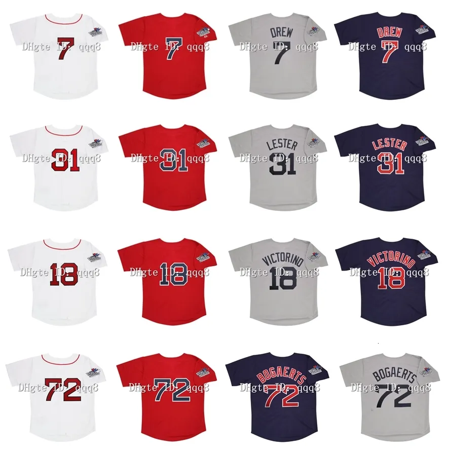 NA85 2013 Retro 72 Xander Bogaerts Jersey 7 Stephen Drew 31 Jon Lester 18 Shane Victorino Blue Red White Grey Vintage Baseball Jerseys