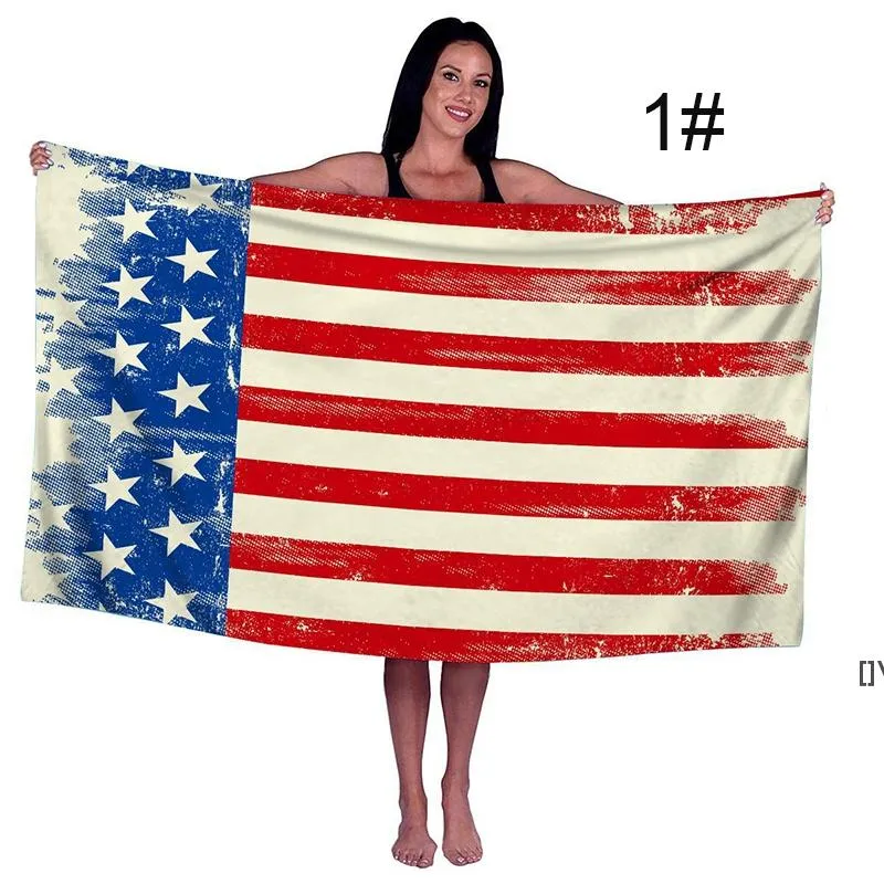 Microfiber Beach Handdoek Amerikaanse vlag Badhanddoeken Digitale Printing Zonnebrand Soft Absorberende Verschillende Patronen GWA13080