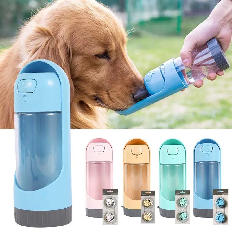 フィルターペットウォーターボトルプラスチック給餌ボトル犬を添えた300mlドッグフィーダープロテッドアウトドア飲料ボウルドロップY200917