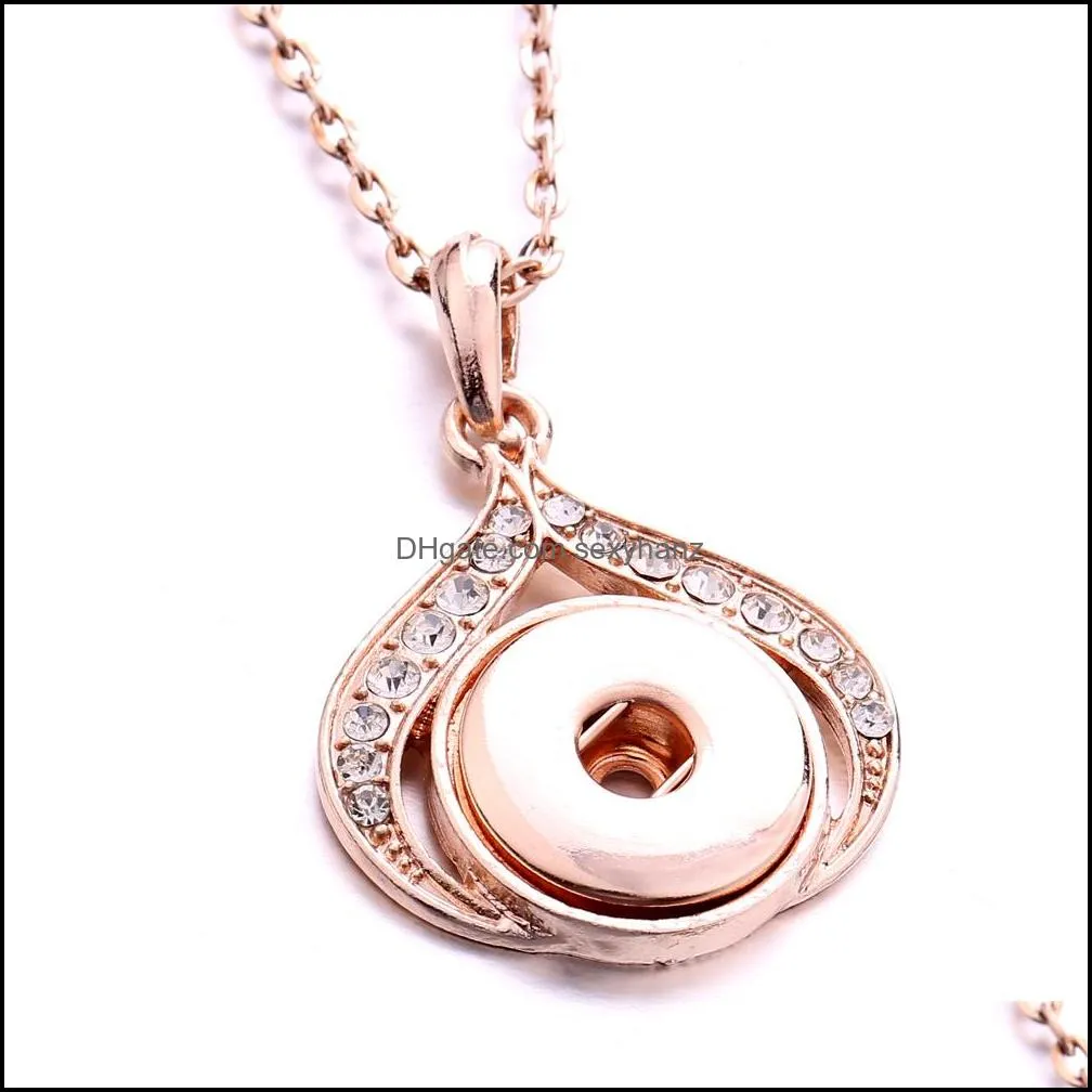 Fashion gold Snap Button necklace 18MM Ginger Snaps Buttons Crystal Charms Necklaces for women jewelry