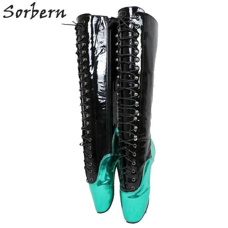 Sorbern Metallic Knee High Boots Unisex Ballet High Heels Custom Boots For Thick Legs Ballet Boots 7 Inch Heels Exotic High Heel