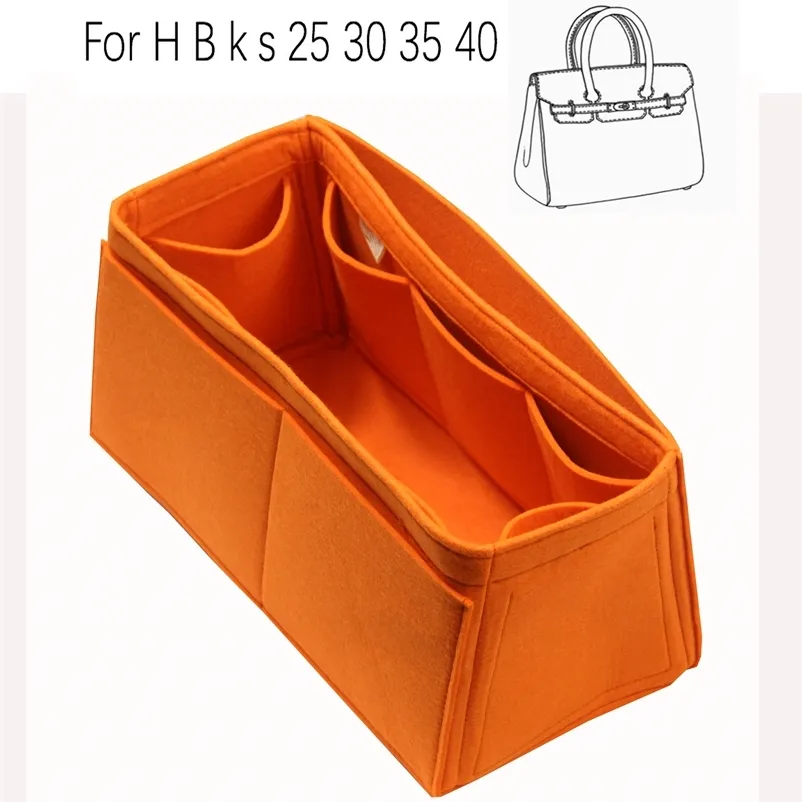Für H 25 Bir 30 k s 35 40 handgemachte 3MM Filzeinsatz Taschen Organizer Make-up Handtasche organisieren tragbare Kosmetik Grundform 220401