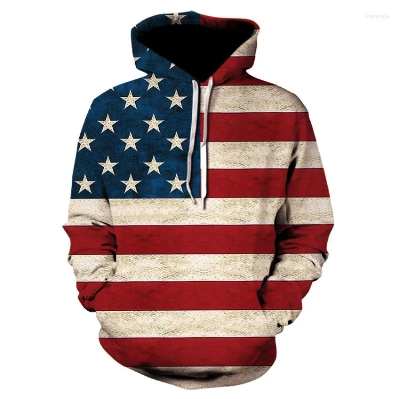 Hoodies للرجال Sweatshirts العلامة التجارية ثلاثية الأبعاد طباعة التصميم المرح USA Flag Hoodie أزياء الرجال والسيدات الرياضة الشارع ارتداء لوح التزلج رقيقة
