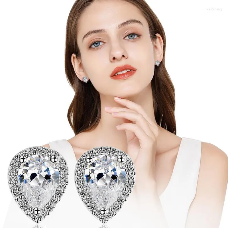 Stud Water Drop -vormige volledige diamant Love Earing Crystal Heart Oorbellen Fashion Hollow carving AccessorieStud Kirs22