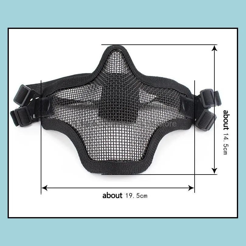 New Outdoor Tactical Ghost Mesh Airsoft Plain Mask Emerson Paintball Half Face Protection Strike Style Hunting Accessories