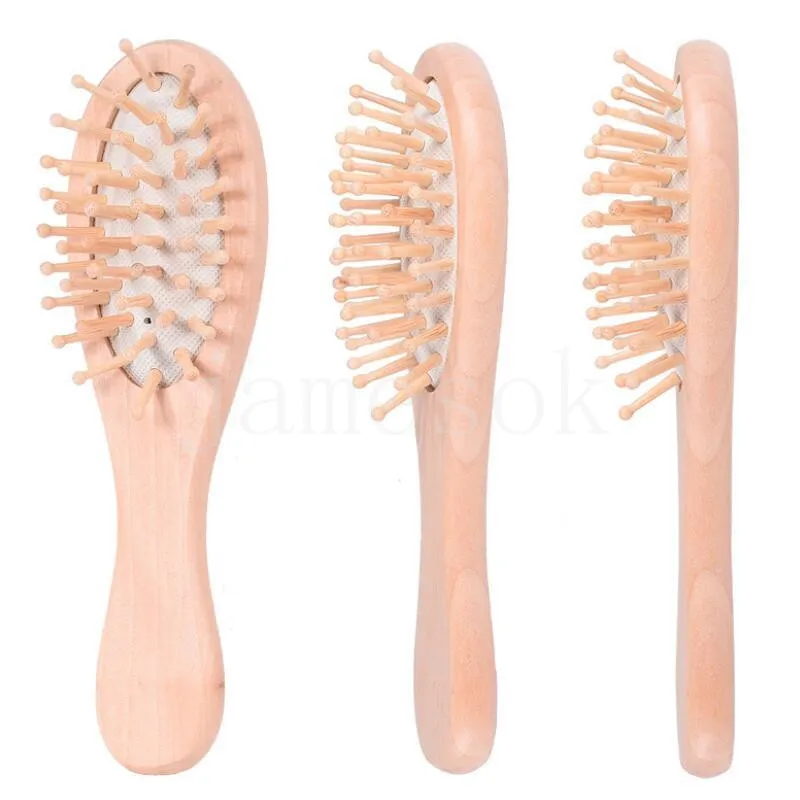 Bomboniera Setole di bambù Districante Spazzola per capelli in legno Spazzola per capelli ovale bagnata o asciutta 16 * 4.5 * 3 cm per donna Uomo de268