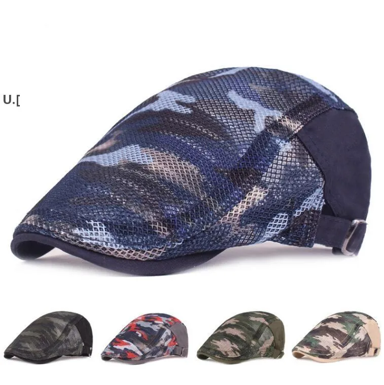 Camouflage Net Ball Cap Solscreen Peaked Hat Baseball Caps Sommar Mesh Andningsskydd Kreativa Party Supplies CCA13056