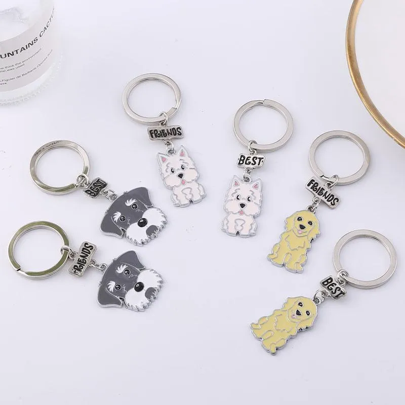 Portachiavi Portachiavi Amanti dei cani Amici Regalo Carino Schnauzer Portachiavi Animale Cuore Gioielli Car Bag CharmKeychains