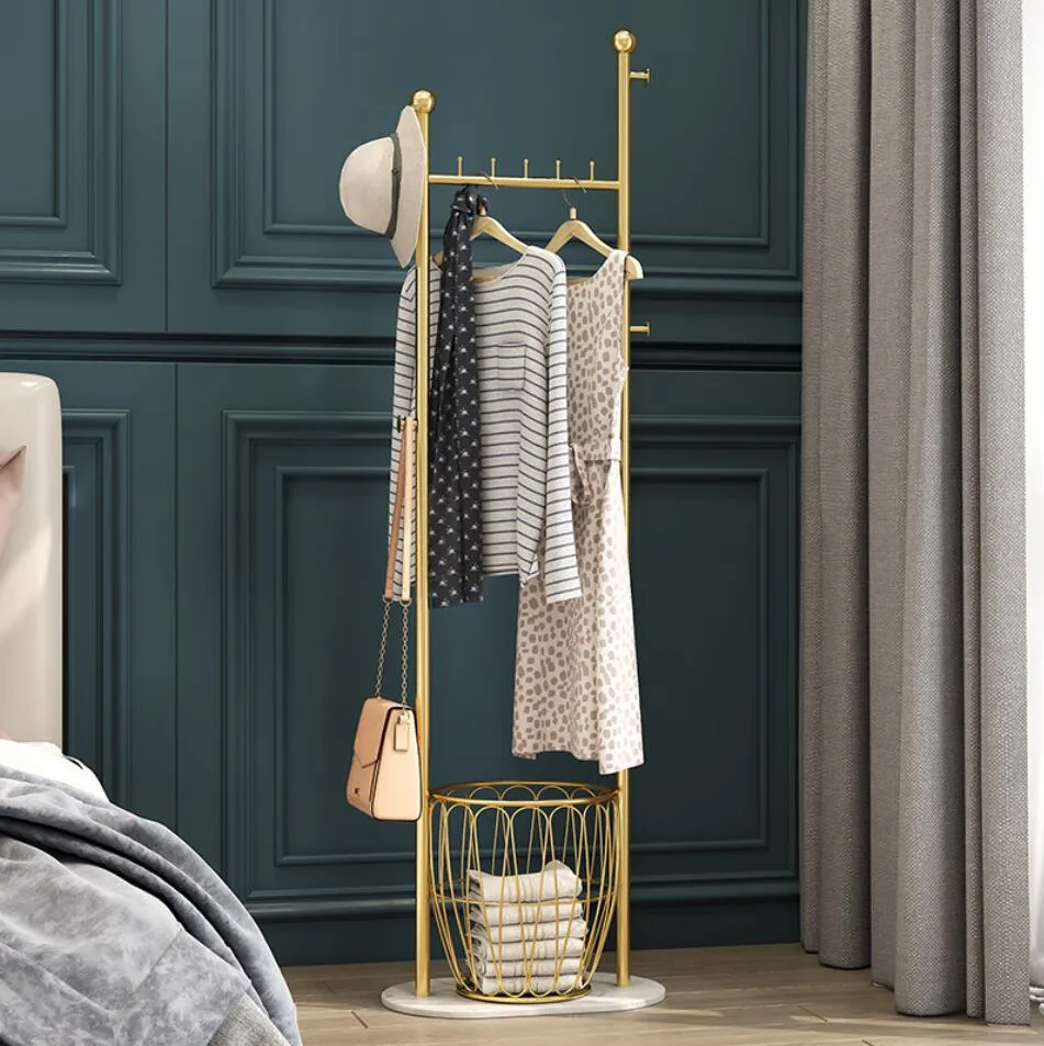 Iron clothes hanger Commercial Furniture landing bedroom household clothes storage rack indoor vertical hanging bag racks