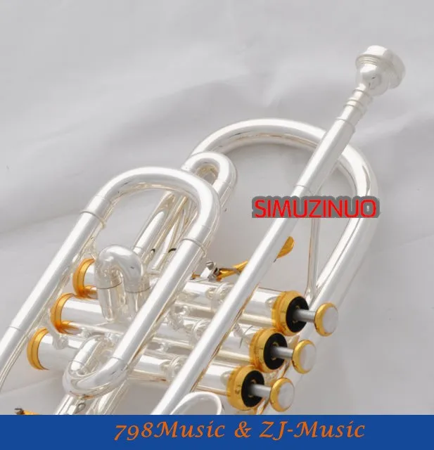 Professional Silver Plated Horn B Flat Double Triggers Trumpet