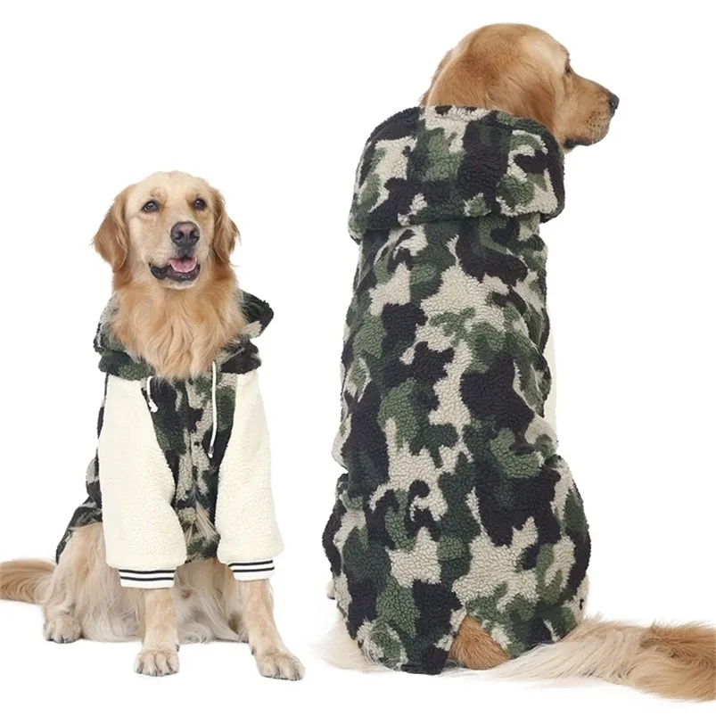 Vinterhundkläder för medelstora stora S Golden Retriever Warm Down Jacket Förtjad kamouflagrock Pets kläder LJ200923