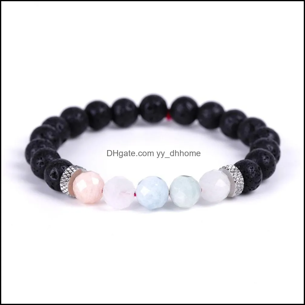 faceted beads black lava stone beaded strand essential oil diffuser bracelet balance yoga friendships jewelry for women men