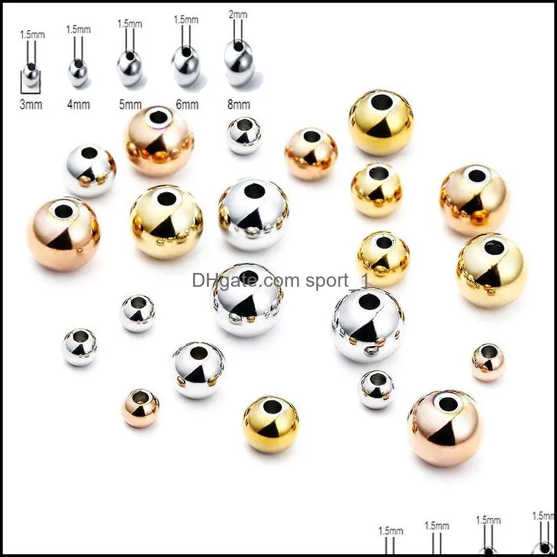 stainless steel loose beads straight hole metals ball diy jewelry bead