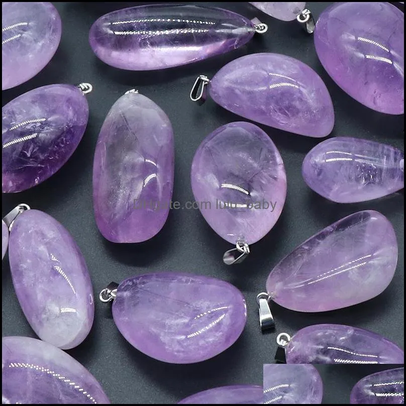 natural stone 20-50mm irregular amethyst crystal pendant necklace for women jewelr lulubaby