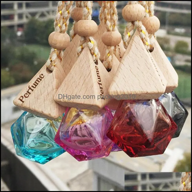 Car Perfume Bottle Pendant  Oil Diffuser 9 Colors Bag Clothes Ornaments Air Freshener Empty Glass Bottles