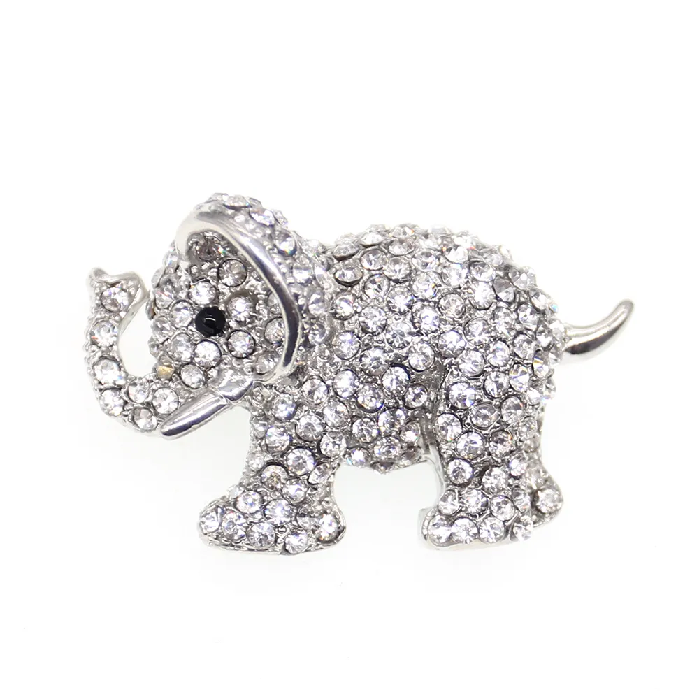 20 PCs/lote personalizado fofo animal broche de broche shinestone elefante pino para mulheres presente de decoração