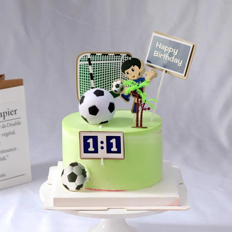 Andere festliche Partei liefert Fußballkuchen Topper Dekor Fußballer zuerst alles Gute zum Geburtstag FooteBal Treat Theme Dessert Dekoration