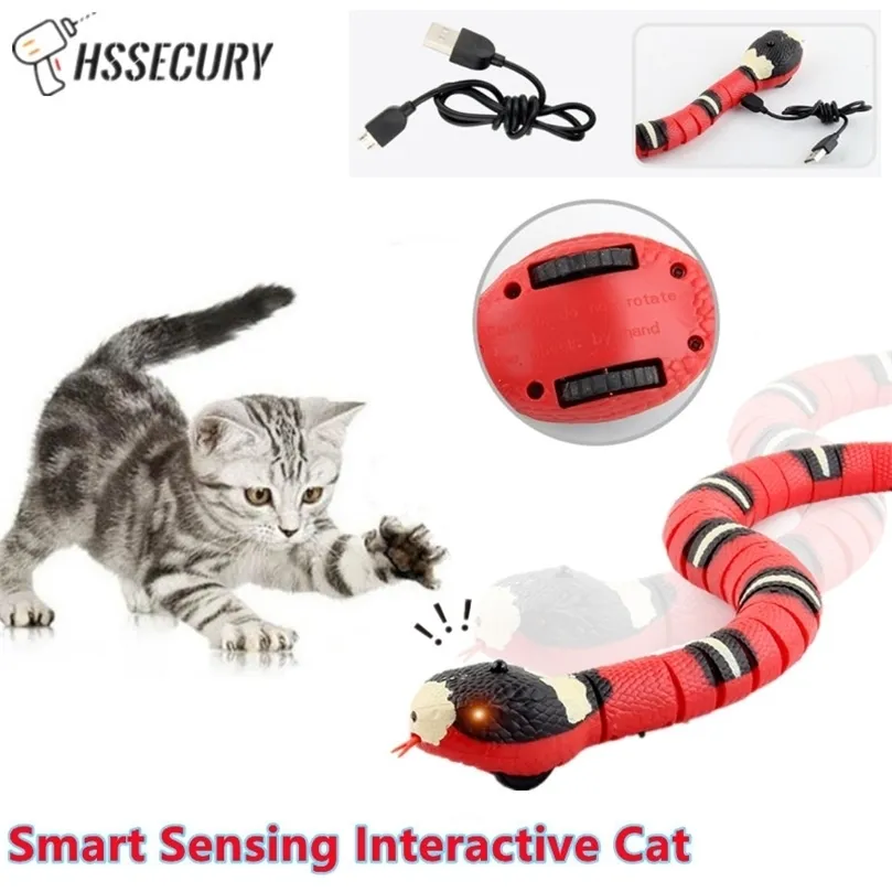 Smart Sensing Snake Interactive Cat Toys Jouets automatiques pour chats Accessoires de chargement USB Jouets pour chatons pour chiens de compagnie Jeu Jouer Jouet 220510