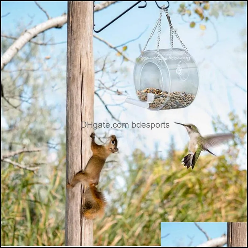 Acrylic Bird Feeder Food Box Anti-scatter Parrot Feeders With Stand Birds Feeding Supplies Outdoor Hanging Feeding Boxes