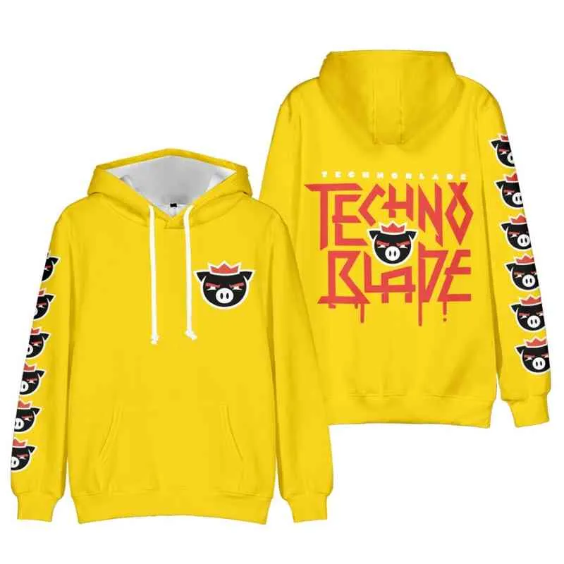 Technoblade Hoodies Techno Agro Dream Team SMP Hoodie Cosplay Harajuku Pullover Fans Kvinnor Sweatshirt kläder Casual Hoody