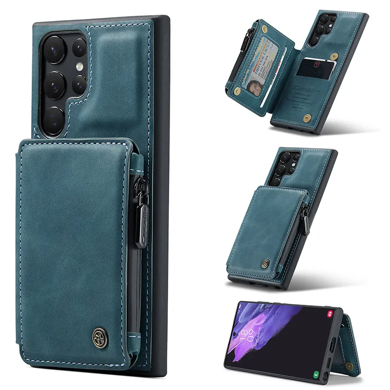 Wallet -hoesjes voor Samsung Galaxy S22 S21 Ultra S20 Fe Note 20 Note10 plus schokbestendig lederen hoes met kaartsleuf