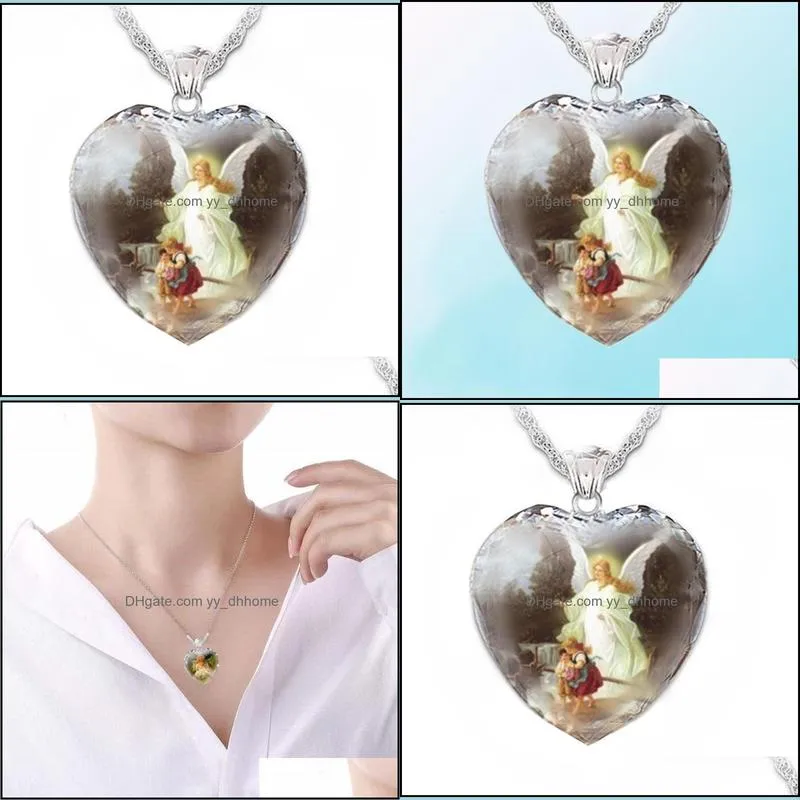 pendant necklaces exquisite heart-shaped crystal virgin necklace for women fashionable amulet chain on the neck