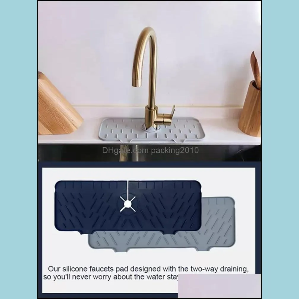 Sublimation Tools Practical Silicone Faucet Mat For Kitchen Sink - Splash Guard Bathroom Faucets Water Catcher Mats Sink Draining Pad Behind