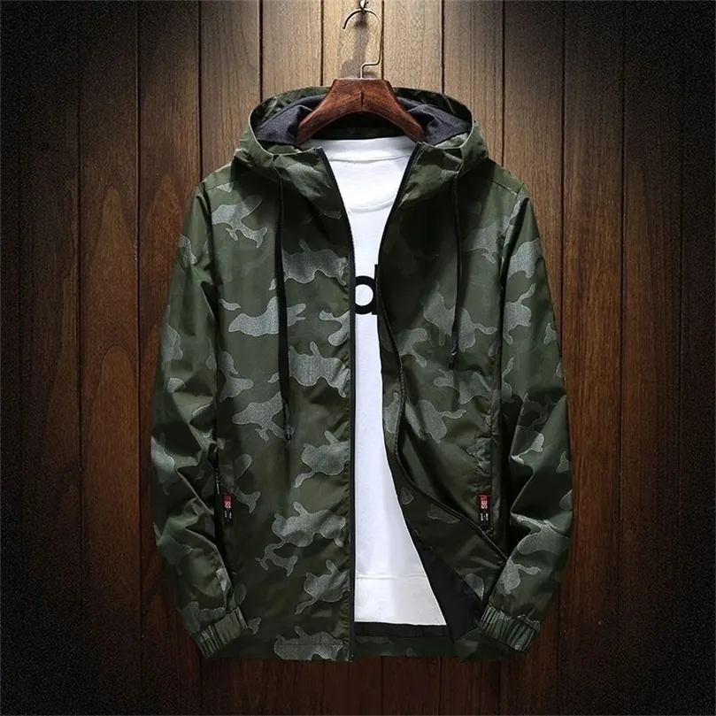 Herbst Frühling Wasserdichte Jacke Männer Winddichte Jacken Casual Camouflage Mäntel Bomber Jacke Mit Kapuze Männlich Slim Fit Outwear C301 201128