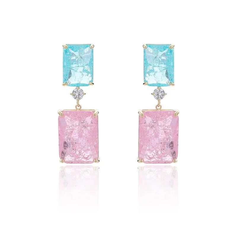 다수의 샹들리에 등급 입방체 지르콘 CZ Square Earrings Crystals Drop Earring for Bride 여자 생일 파티 보석 CE11058dangle