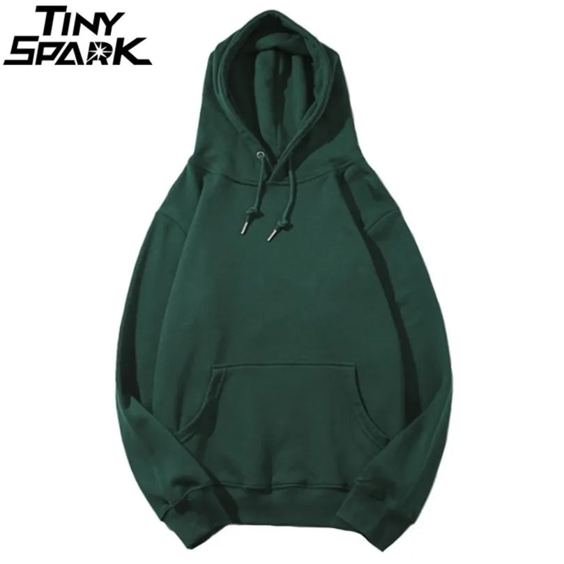 Plain Green Hoodie Sweatshirt Men Pullover Hoodies Autumn Streetwear Korean Harajuku Hooded Sweatshirt Casual Black White 201126