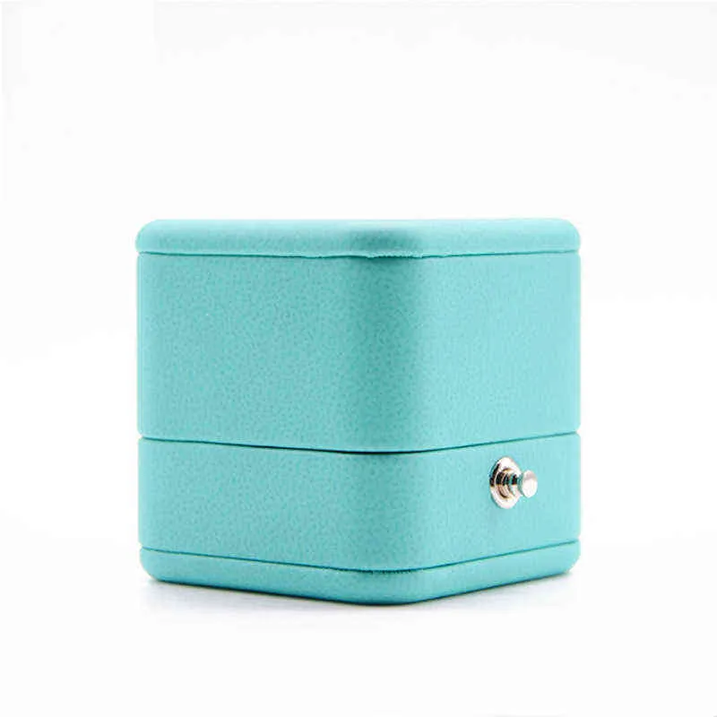 New Romantic Blue Leather Jewelry Display Ring Box Pendant Holder Gift