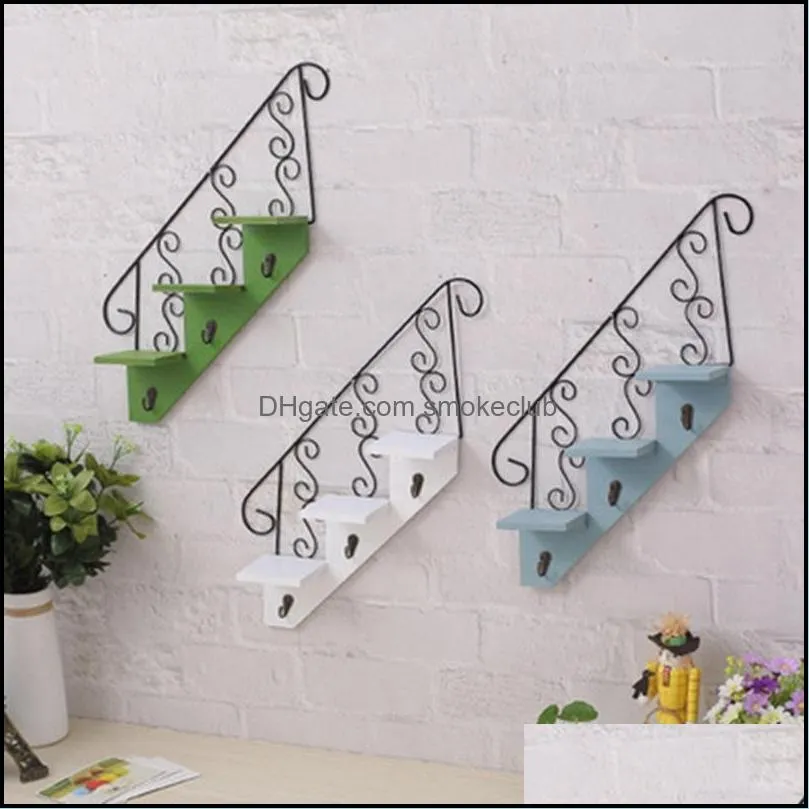 Kitchen Storage & Organization Restaurant Wall Decoration Hanging Hook Rack Wrought Iron Flower Stand Pot Stairs