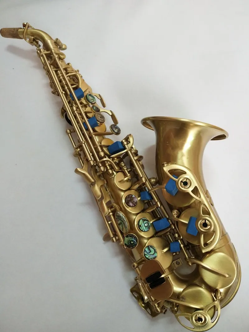Saxophone soprano Bronze Saxophone Bb Instrument de musique sax courbé Cadeau gratuit