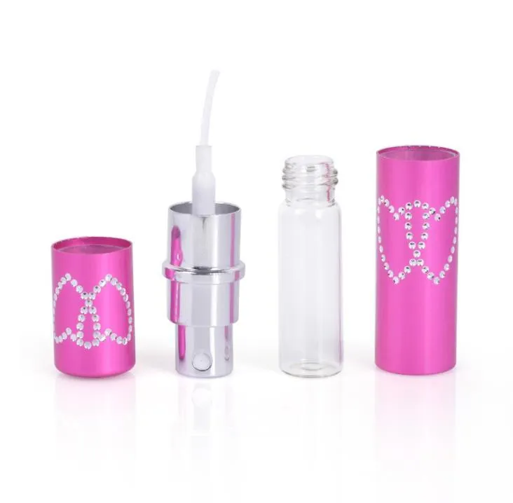 5ml Refillable Aluminum Perfume Atomizer Bottles Portable Liquid Container Cosmetics Mini Double Heart Spray Empty Bottle Travel SN6111