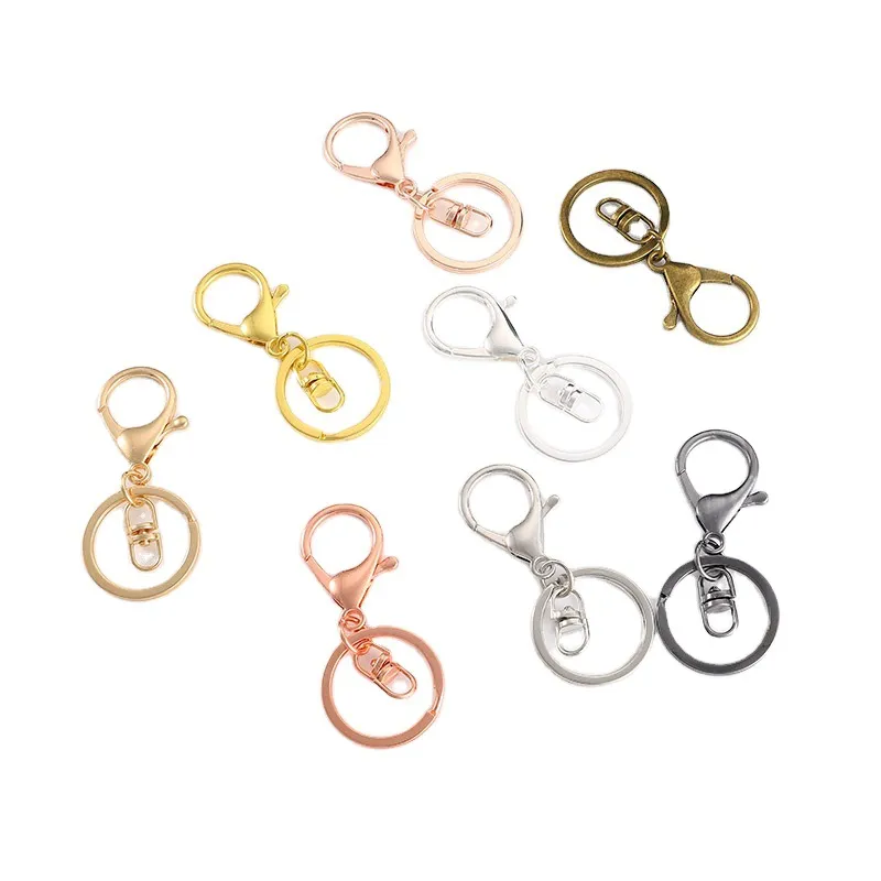 Gold Silver Alloy Keychain Clasp Hooks Link Ring Hummer Clasps för smycken som gör fynd Diy Charms Tillbehör