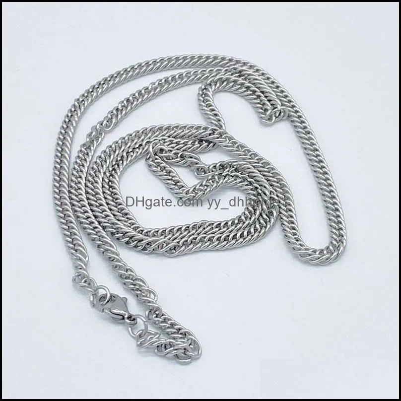 3mm 4mm silver plated stainless steel chains women men chokers for hip hop pendant necklaces jewelry