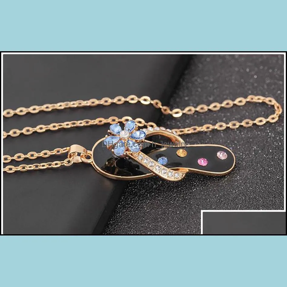 crystal necklaces chic slipper beautifully necklace rhinestone for women men summer jewelry flower chain necklace hjewelry