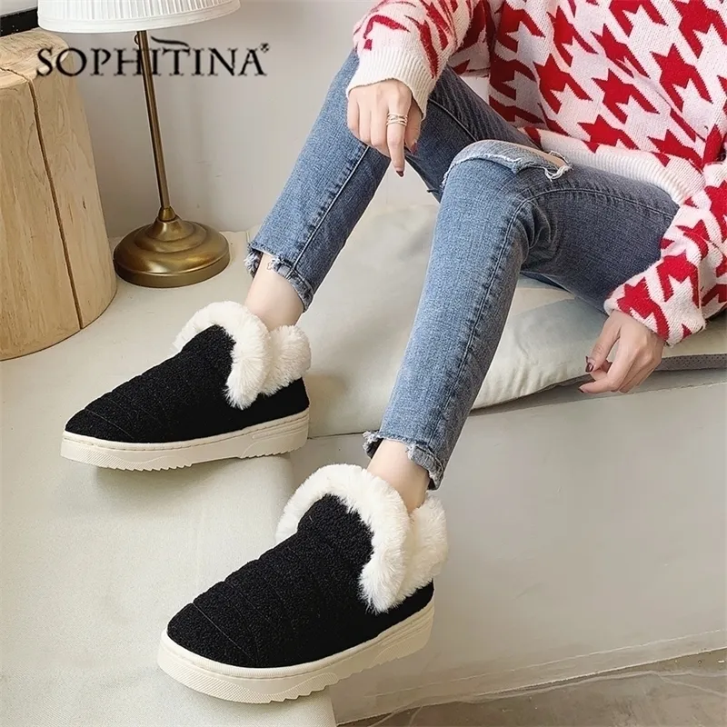 SOPHITINA Solid Comfortable Winter Round Toe Fashion Design Shoes Very Warm Slipper MO371 Y200424